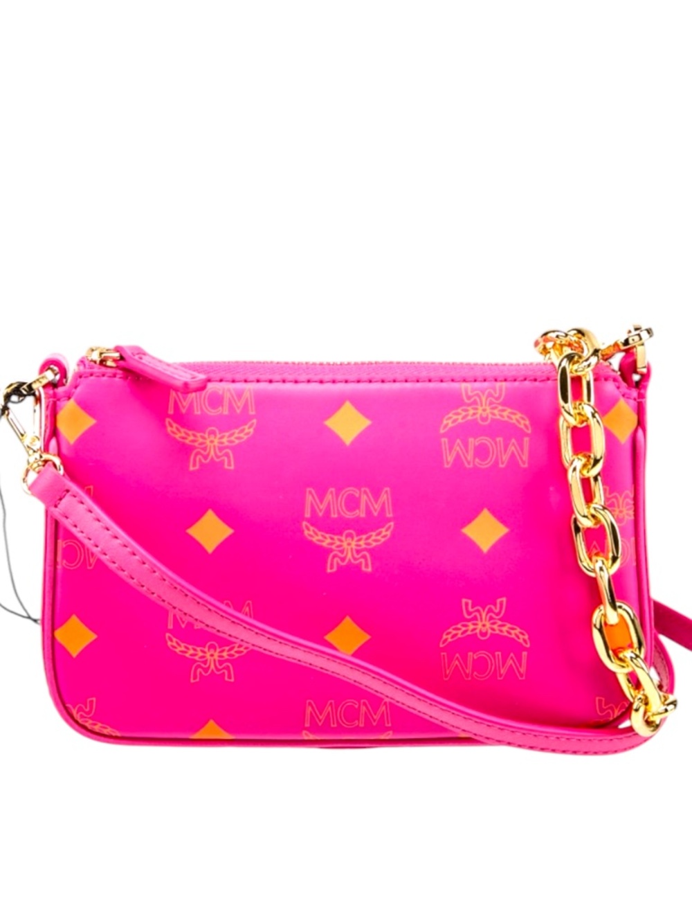 MCM Neon Mini Color Splash Crossbody Shoulder Bag Pink Orange - NWOT - Picture 2 of 5